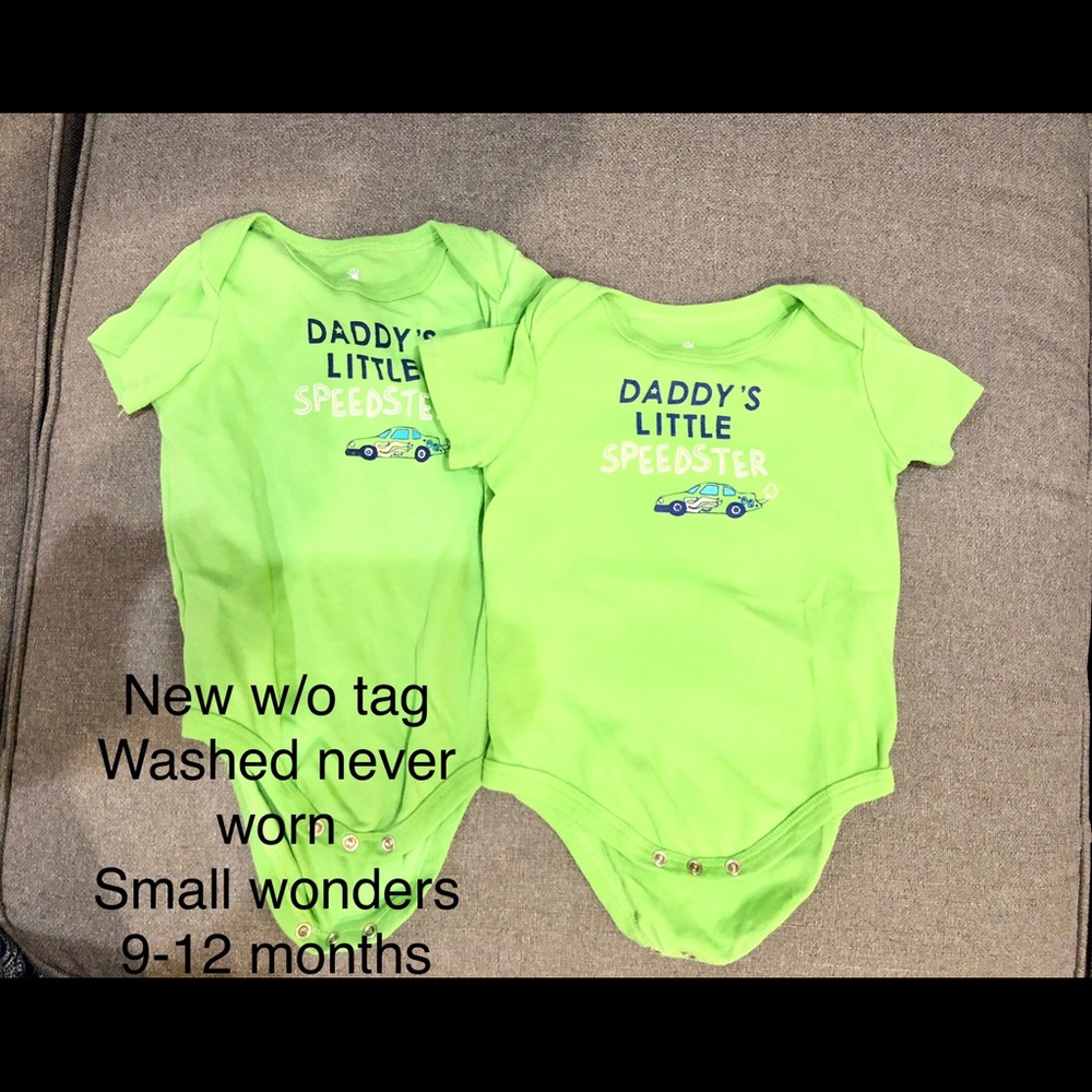 9-12 months onesie green twin boys